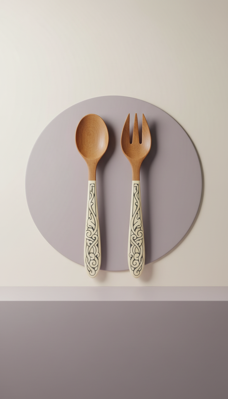 Lacquerware Pearl Accent Utensil Set